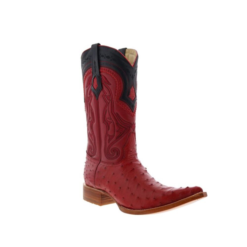 Los Altos Mens Ostrich Boots XXX-Toe Red Boots (NWT) - Picture 2 of 7